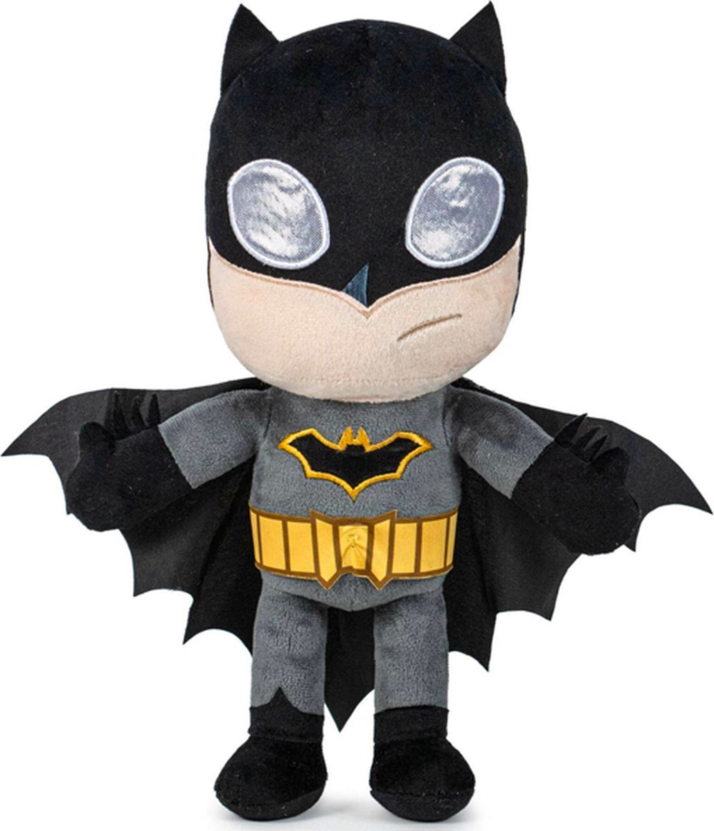 Batman met cape - DC Comics Pluche Knuffel 34 cm {Bat-Man Marvel Superhero Plush Toy | Speelgoed knuffelpop voor kinderen jongens meisjes | Superheld, Spiderman, Joker, Superman, Iron Man, Thor, Hulk, Captain America}